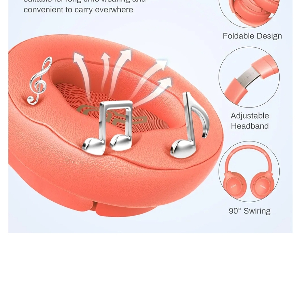 Orange Over-Ear Headphones with Modern Design - Picture 2 of 6